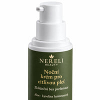 BIO noční krém pro citlivou pleť bez parfemace, 50 ml – detail obalu a etikety na bílém pozadí