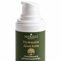 Denní krém s kyselinou hyaluronovou, 15 ml – detail obalu a etikety na bílém pozadí
