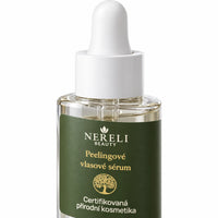 Exfoliační sérum na pokožku hlavy NERELI, 30 ml – detail obalu a etikety na bílém pozadí