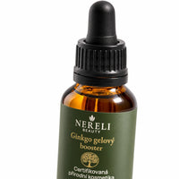 Gelový booster s ginkgo, 20 ml – detail obalu a etikety na bílém pozadí
