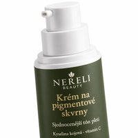 Krém proti pigmentovým skvrnám s kyselinou kojovou, 50 ml – detail obalu a etikety na bílém pozadí