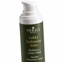 Lehký hydratační krém, 50 ml – detail obalu a etikety na bílém pozadí