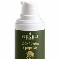 Oční krém s peptidy na jemné vrásky NERELI, 15 ml – detail obalu a etikety na bílém pozadí