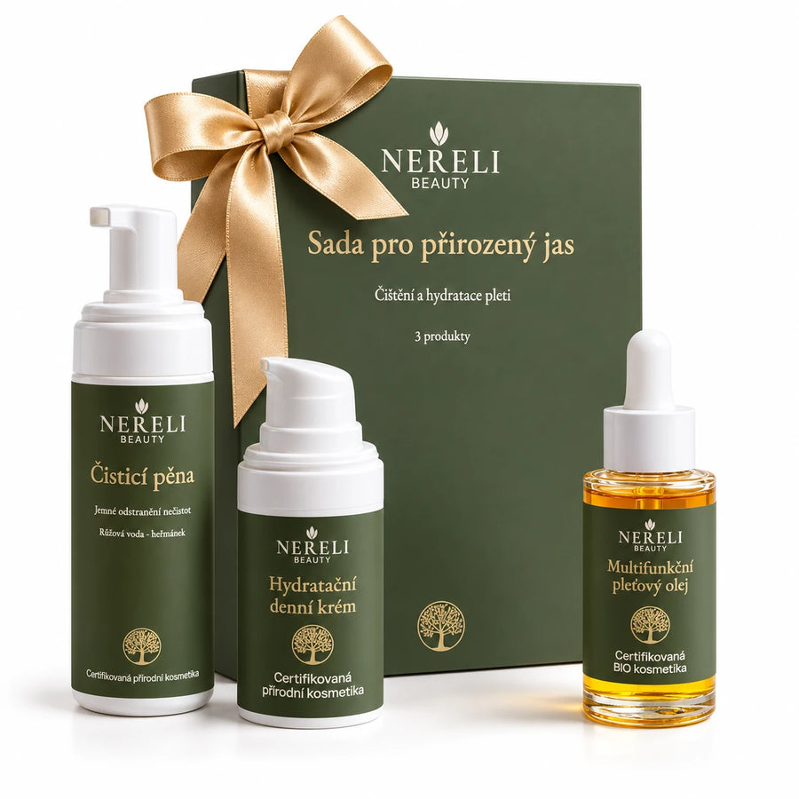 Sada pro čištění a přirozený jas pleti NERELI, 3 produkty