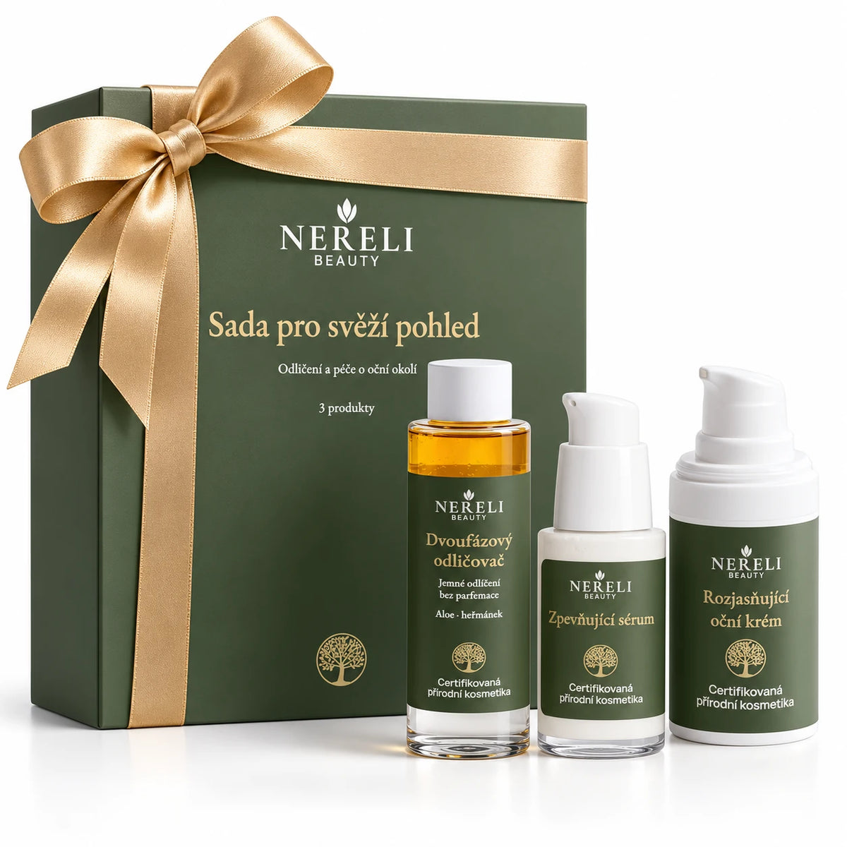 Sada pro odlíčení a rozjasněné oční okolí NERELI, 3 produkty