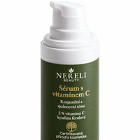 Sérum s vitamínem C pro sjednocenější tón pleti, 30 ml – detail obalu a etikety na bílém pozadí