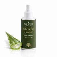 Sprej na kudrnaté vlasy NERELI: mlha pro definici, 125 ml – kompozice s aloe vera na bílém pozadí
